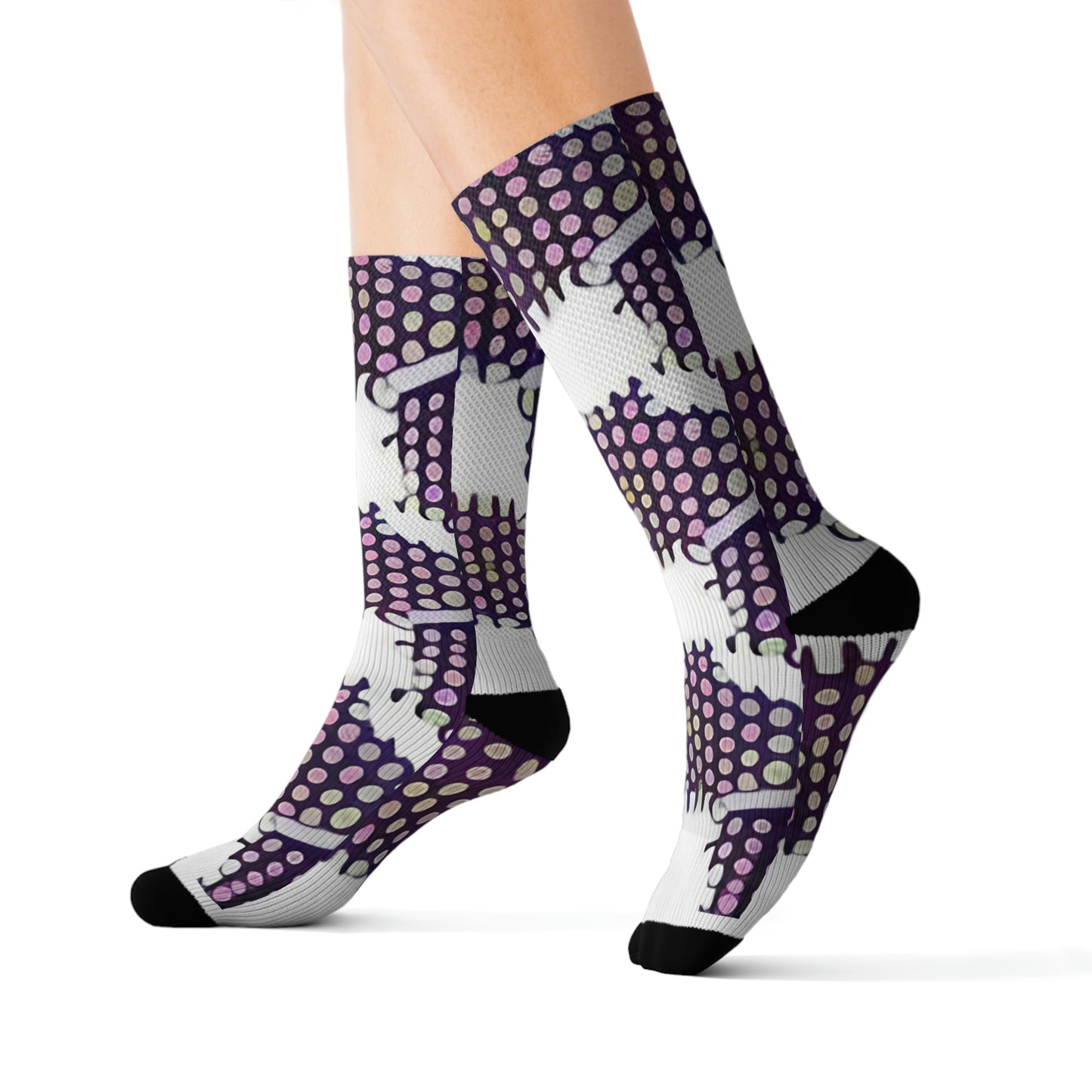 Stylish Purple & White Patterned Socks - Great Footwear Accessory!