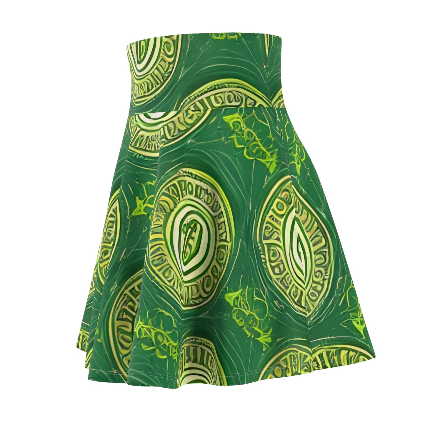 Stylish Green Skirt with White Accent Print