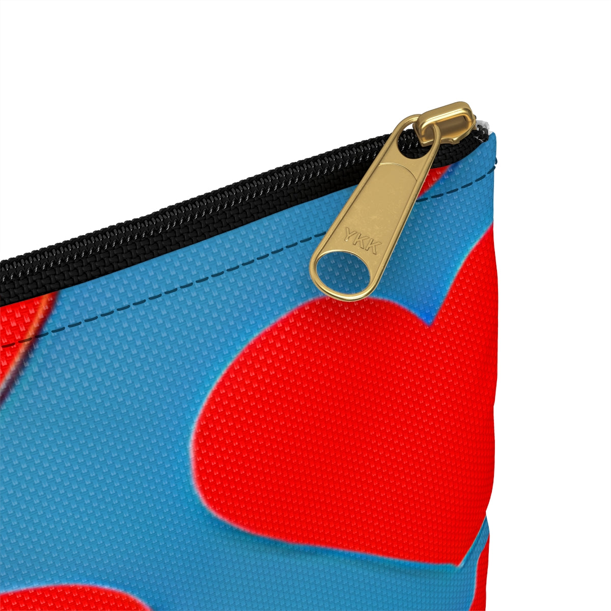 Heartwarming Blue and Red Zipper Pouch - A Cute Accessory!