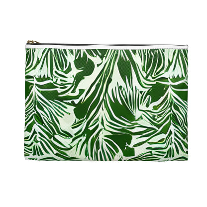 Tropical Zipper Pouch - Green and White Design