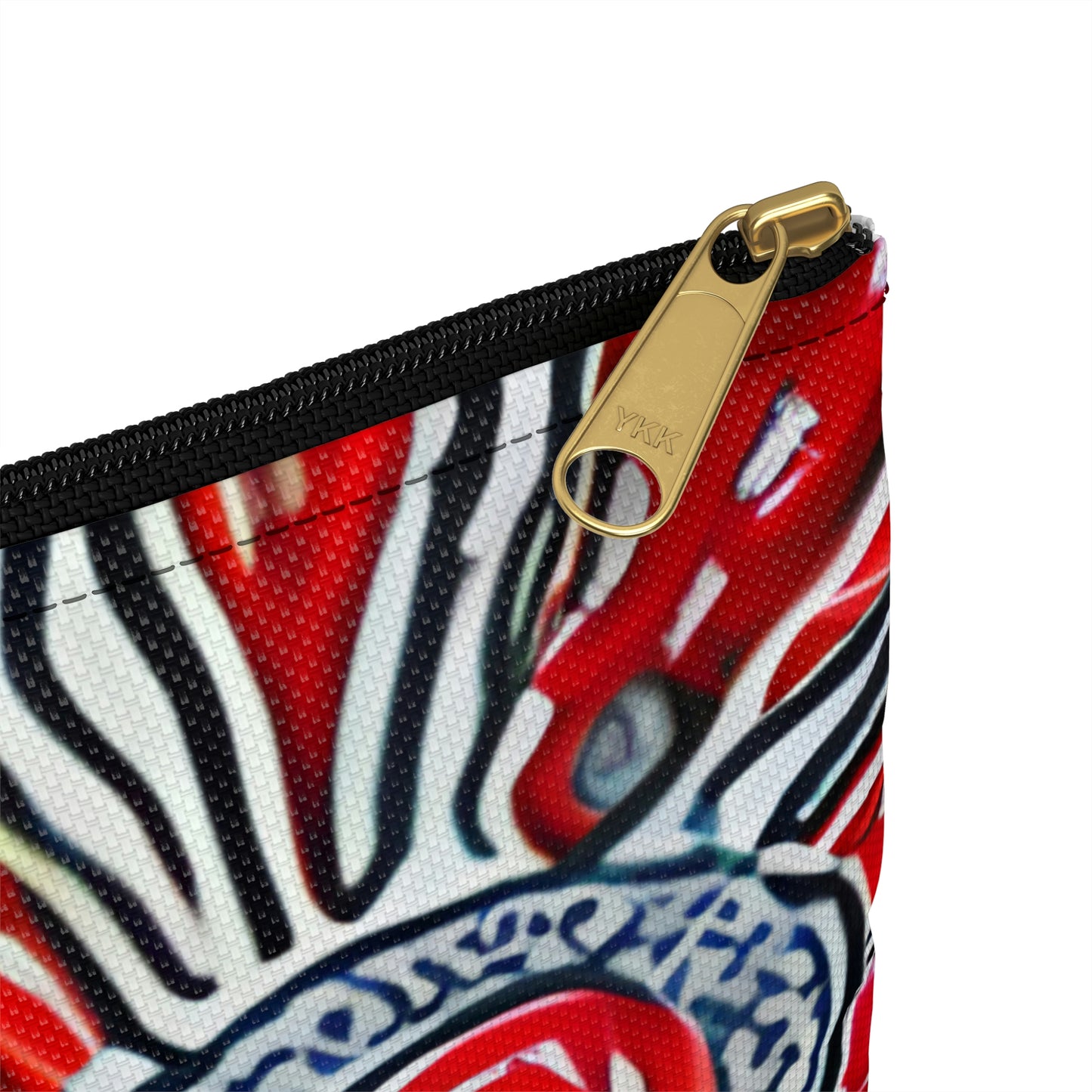 Flowers Zipper Pouch in Patriotic Red, White & Blue Design