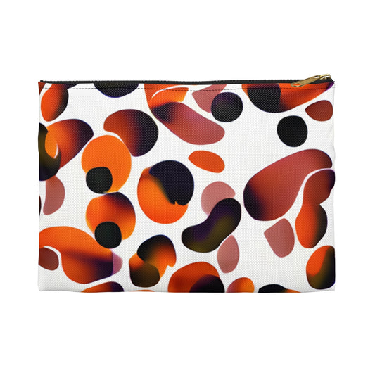 Polka-Dot Zipper Pouch: Stylish Orange & Black Design