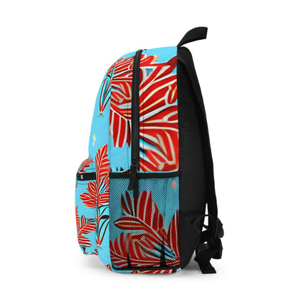 Flower Power: Blue Backpack with Red & Blue Blossoms