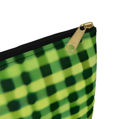 Check out this stylish green and black zipper pouch!