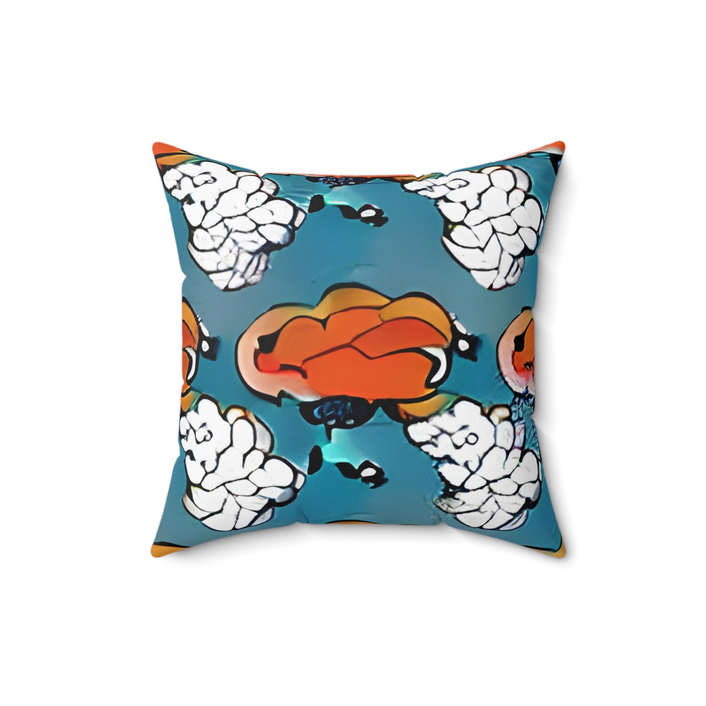 Introducing the Smart Orange & Blue Pillow with a Brain Design