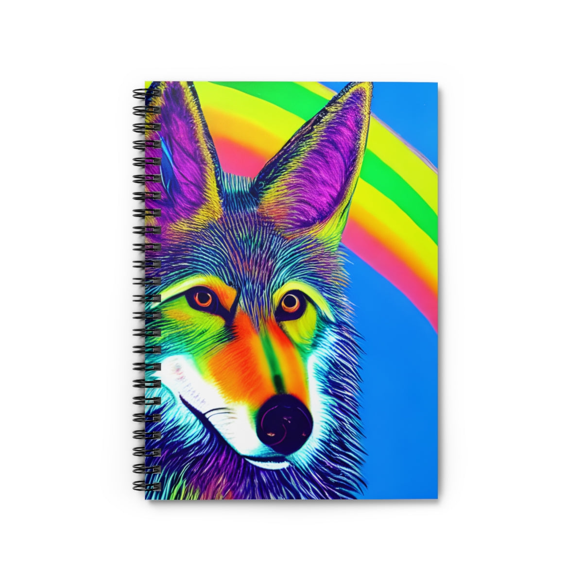 Colorful Wolf Notebook - Spiral Bound with Rainbow Design