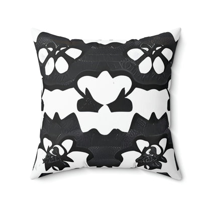 Chic Contrast: Floral Pattern Black and White Pillow