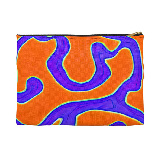 Swirled Orange & Blue Zipper Pouch - Stylish Storage Accessory