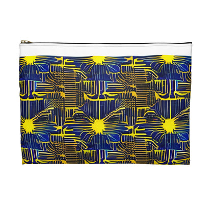 Vibrant and Playful: The Abstract Pattern Blue and Yellow Zipper Pouch