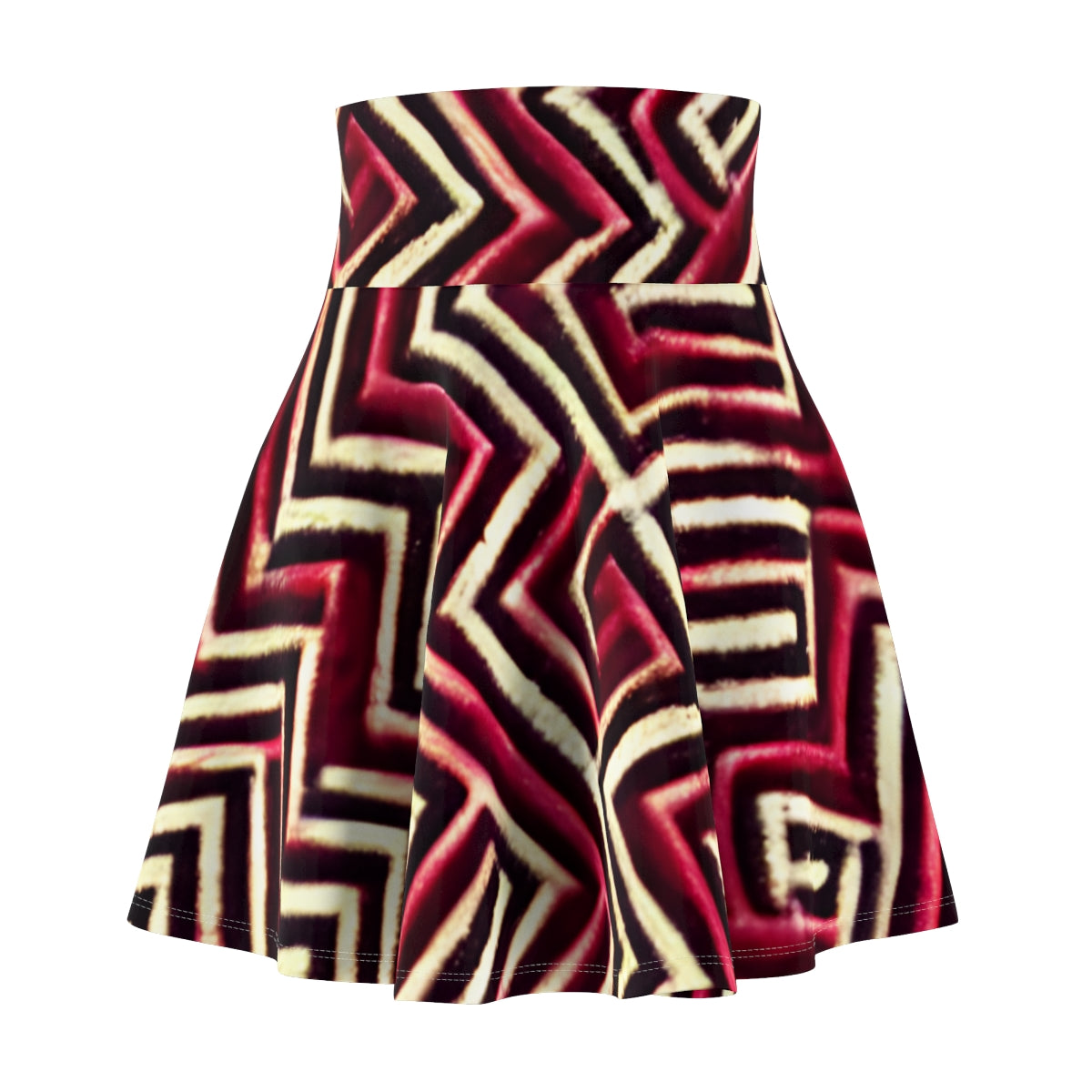 Bold Geometric Red & Black Skirt - Stand Out in Style!