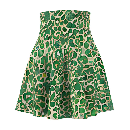 Wildly Chic: Green & White Leopard Print Skater Skirt