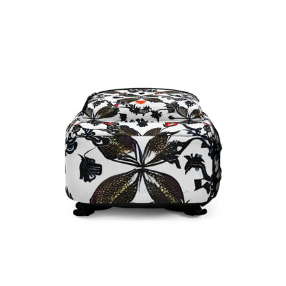 Stylish and Versatile Floral Backpack in Classic Black and White