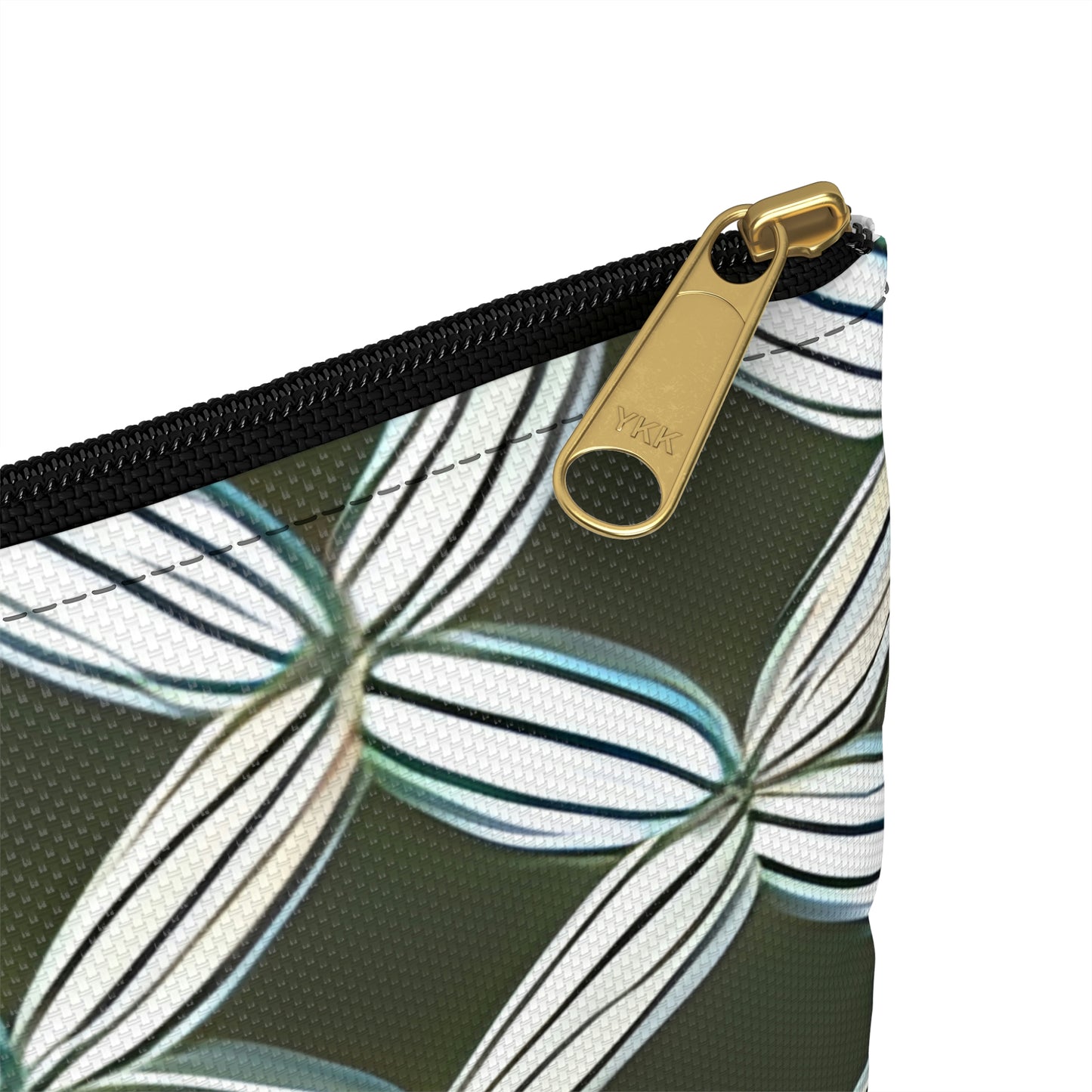 Geometric Patterned Accessories Pouch in Cool Green and White