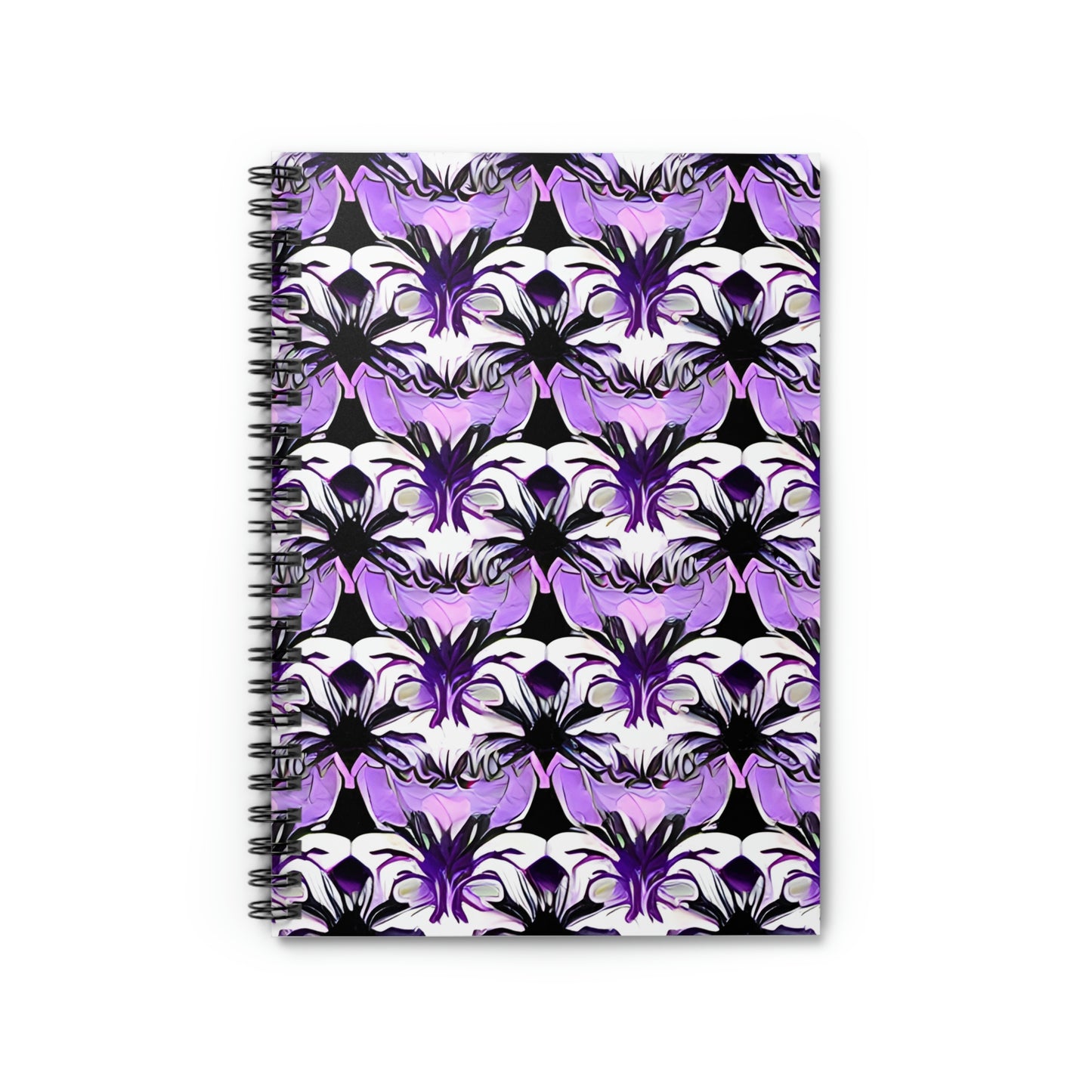 Purple and Black Flower Spiral Notebook: A Stylish Writing Companion!