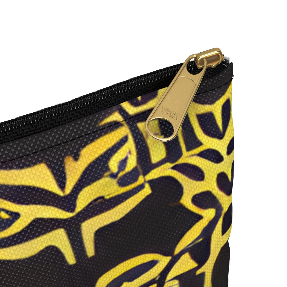 Bold and Striking: Abstract Black and Yellow Zipper Pouch