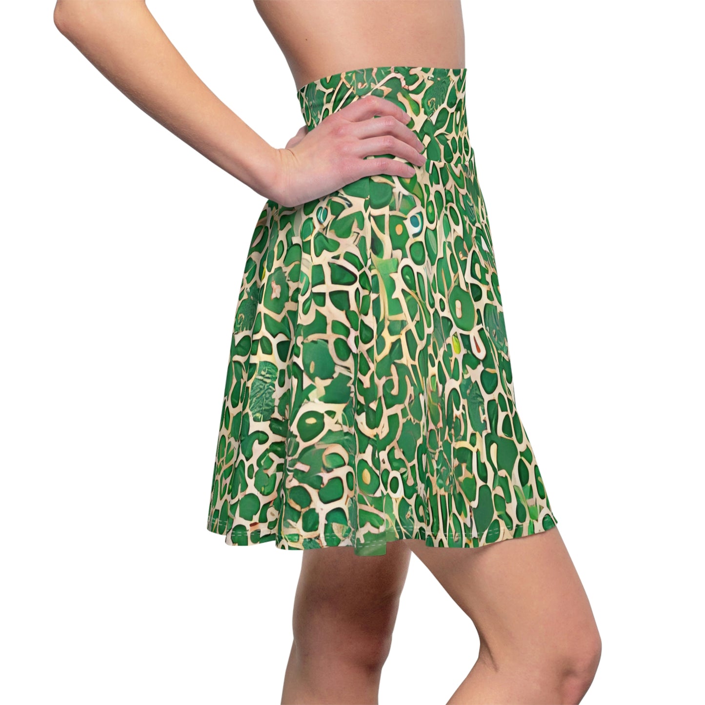 Wildly Chic: Green & White Leopard Print Skater Skirt