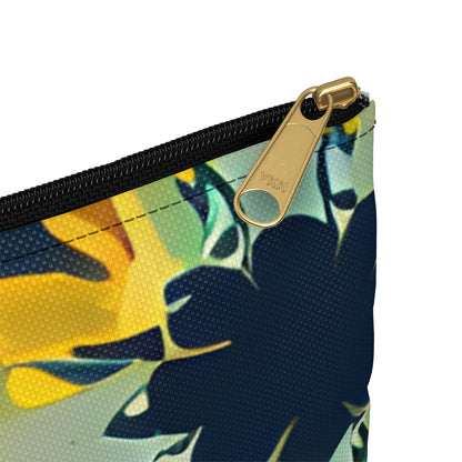 Floral Patterned Yellow and Blue Zipper Pouch for Any Occasion