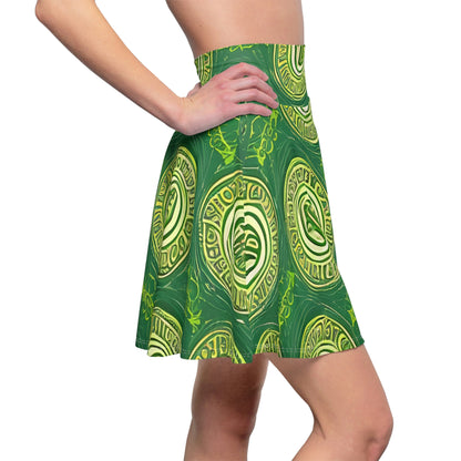 Stylish Green Skirt with White Accent Print