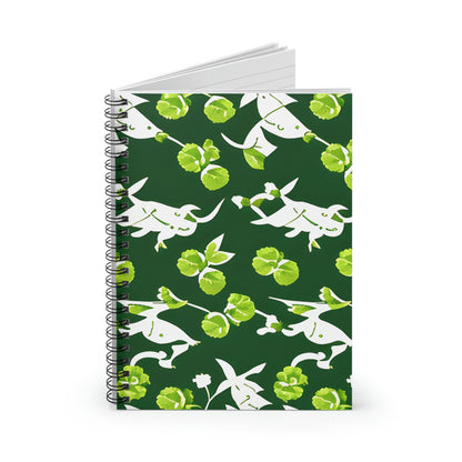 Green Spiral Notebook: White-Patterned, Eco-Friendly Design