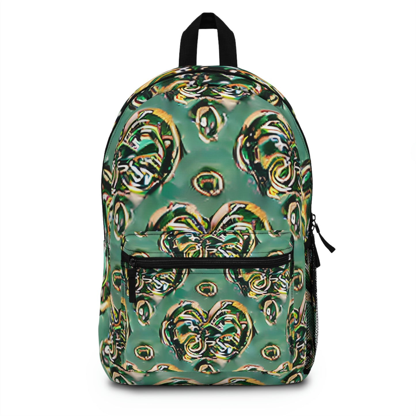 Floral Patterned Backpack in Green and Gold – Perfect for Any Occasion!