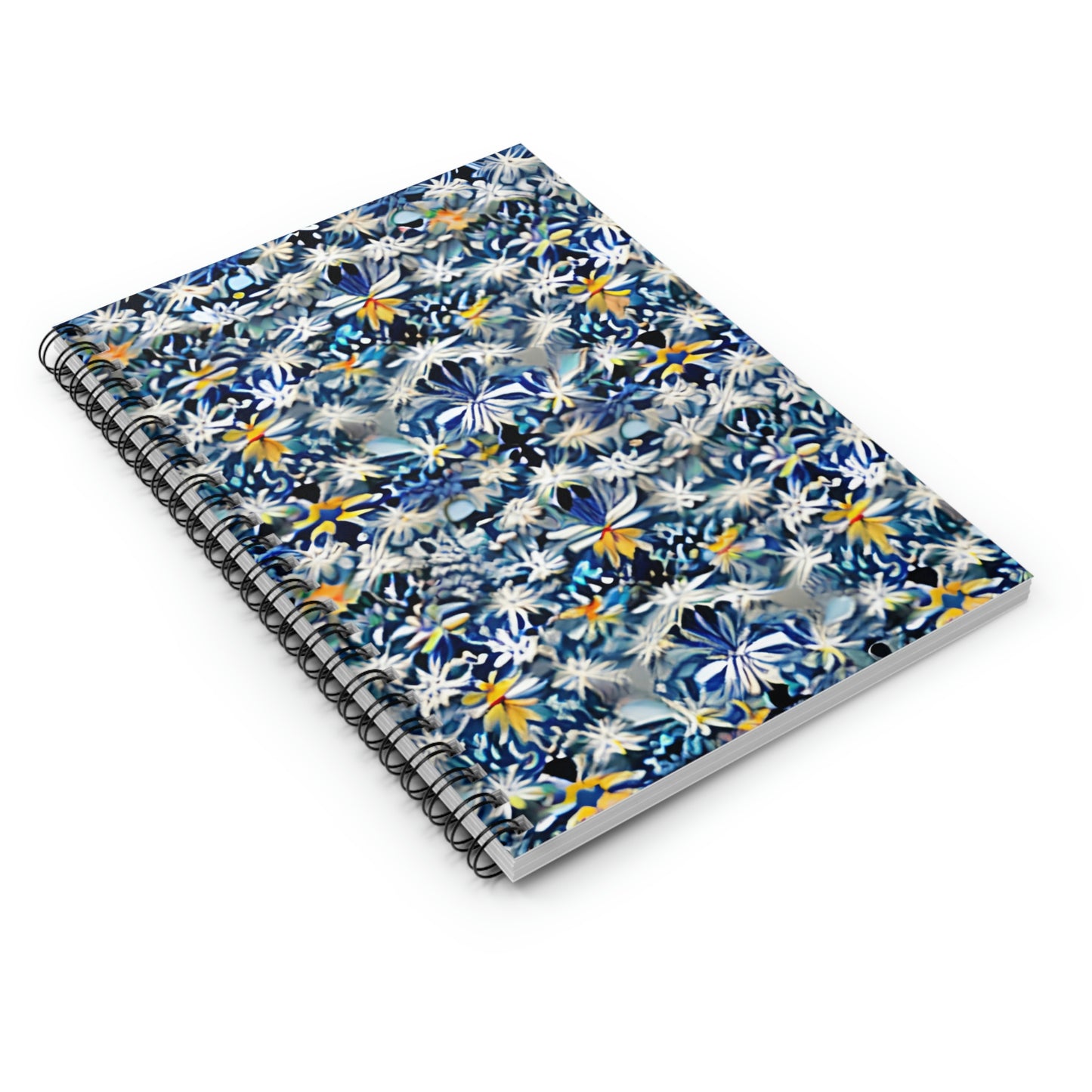 Vibrant Blue & Yellow Floral Notebook - Perfect for Organization