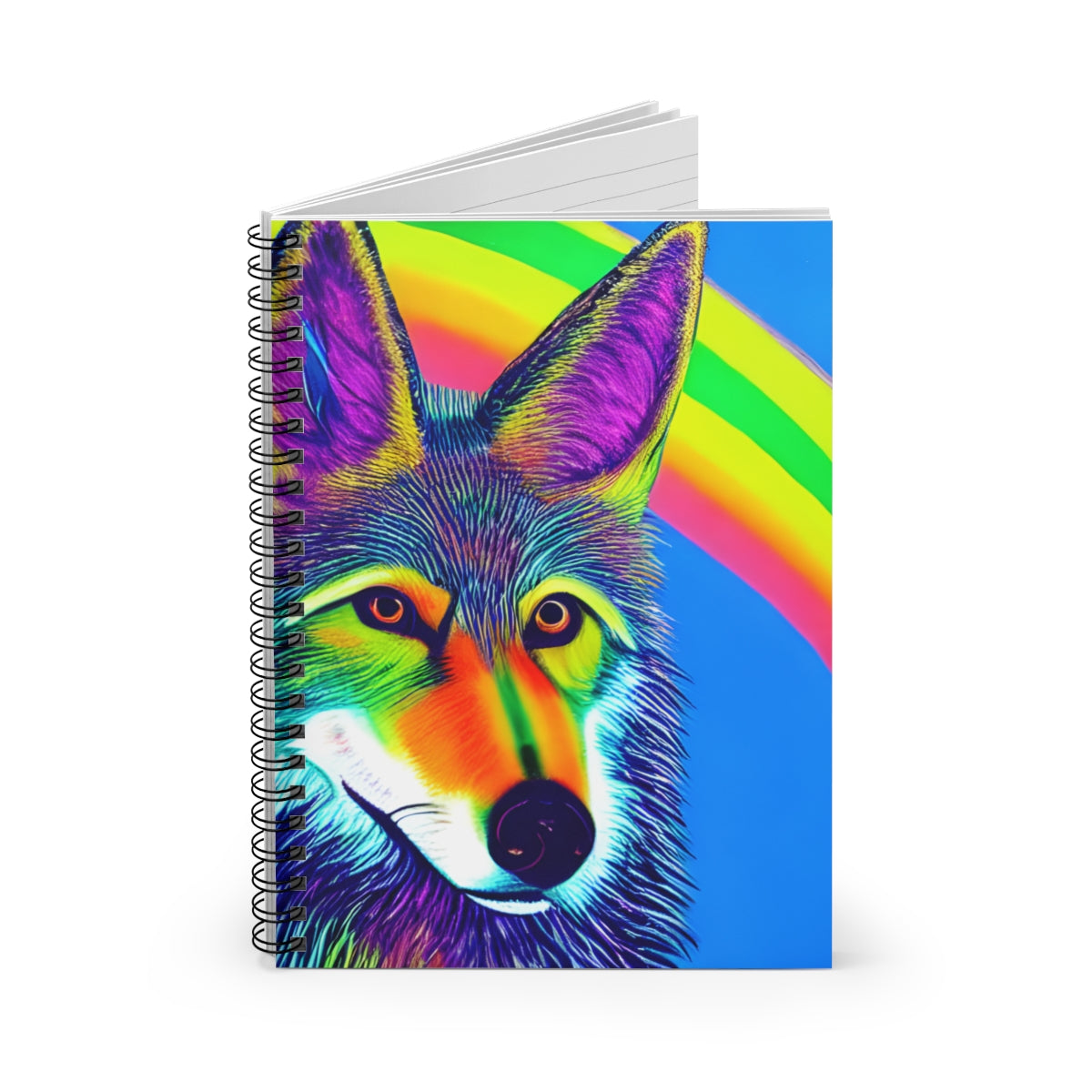 Colorful Wolf Notebook - Spiral Bound with Rainbow Design