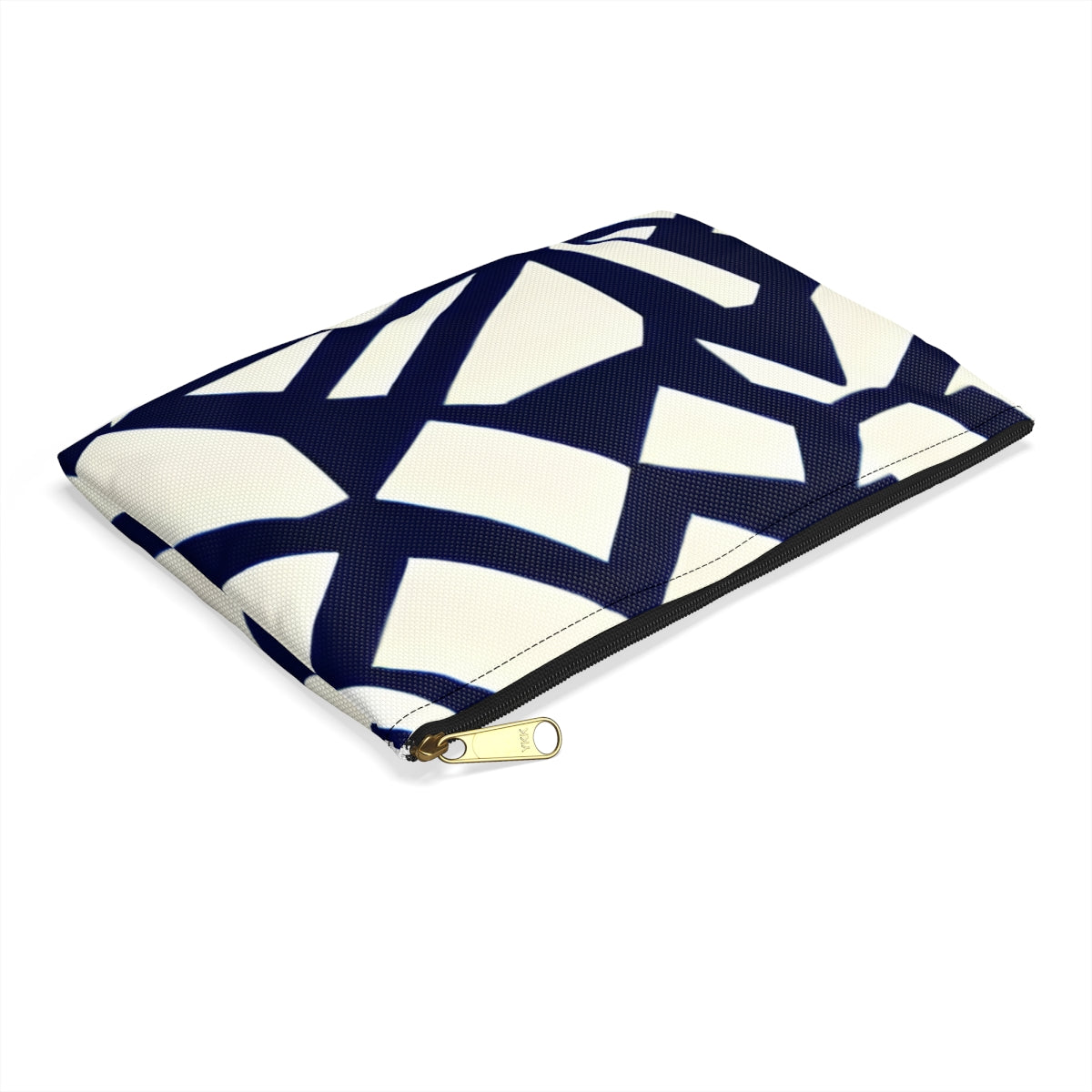 Geometric Zipper Pouch in Chic Navy and White Design