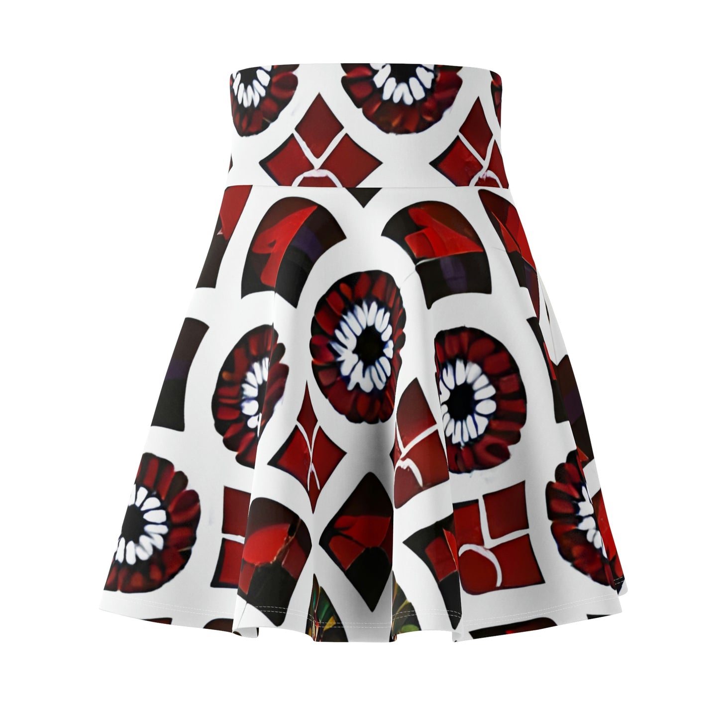 Bold & Graphic Skater Skirt in Red, White & Black