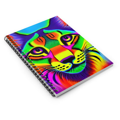 Feline Fun: Colorful Spiral Notebook with Cat Face