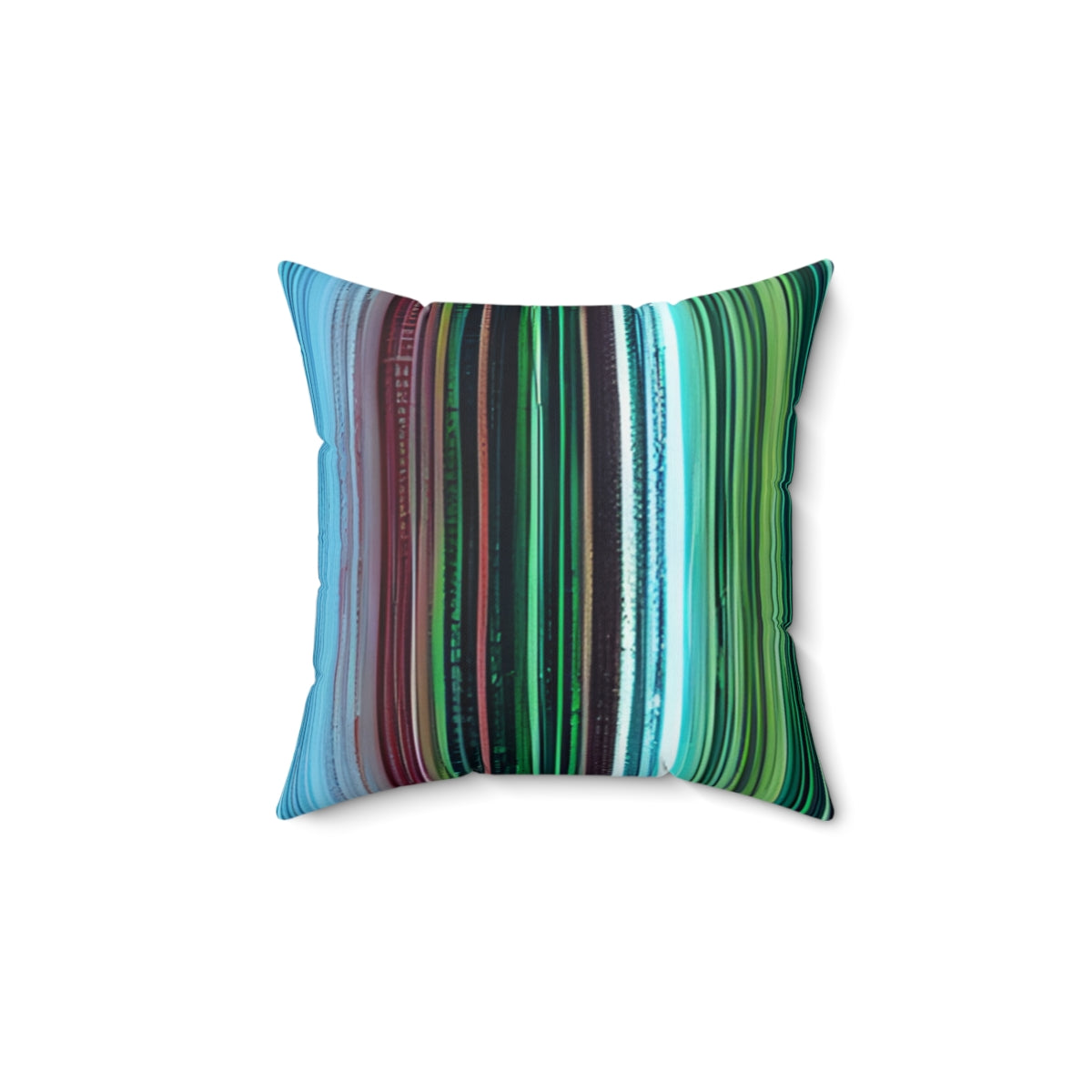 Striped Pillow in Green, Blue, and Black: Enhance Your Decor.