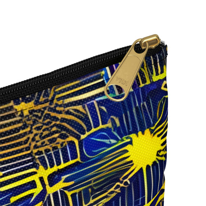 Vibrant and Playful: The Abstract Pattern Blue and Yellow Zipper Pouch