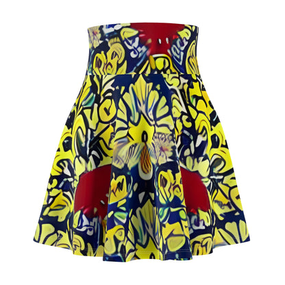 Vibrant African Print Skirt with Red, Yellow, and Blue Florals