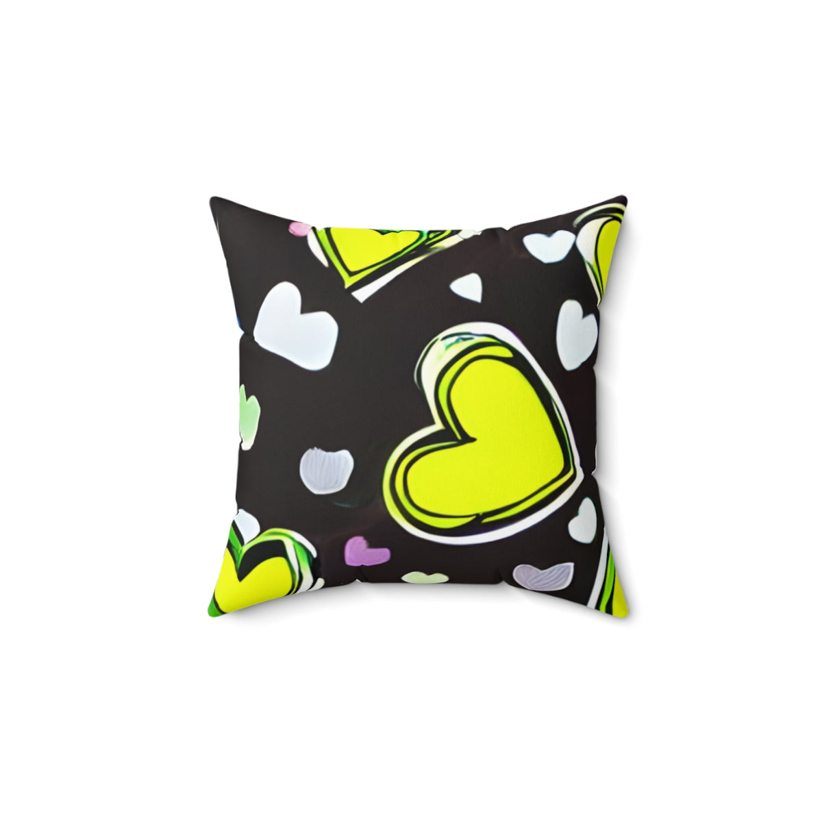 Love-filled Black and Yellow Heart Pillow