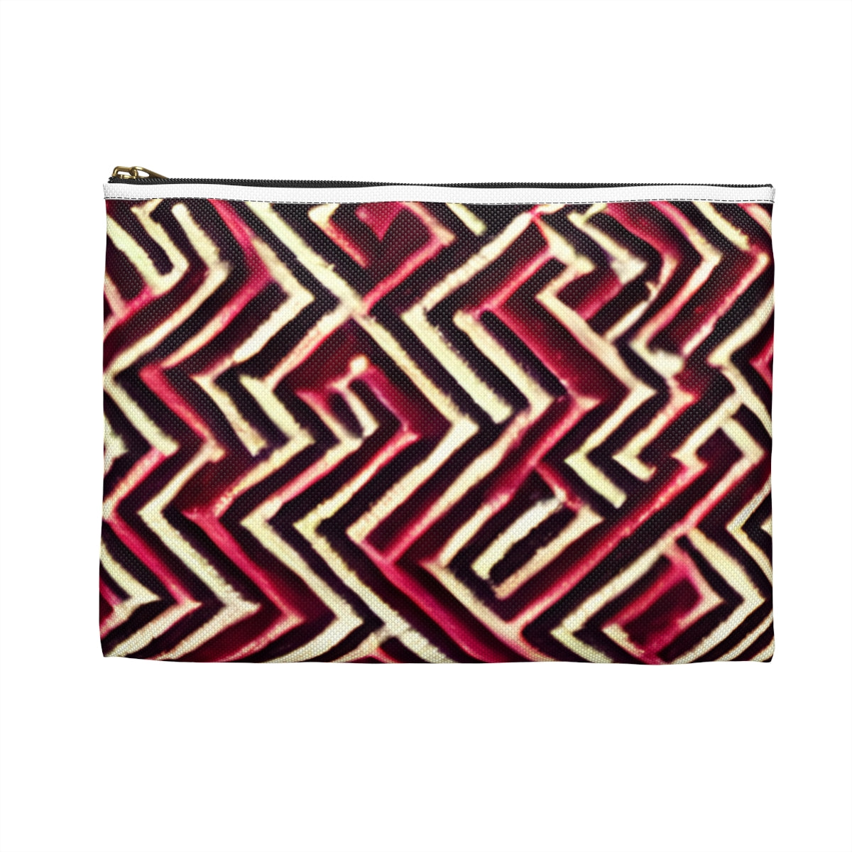 Geometric Red & Black Zipper Pouch: Stay Organized in Style!