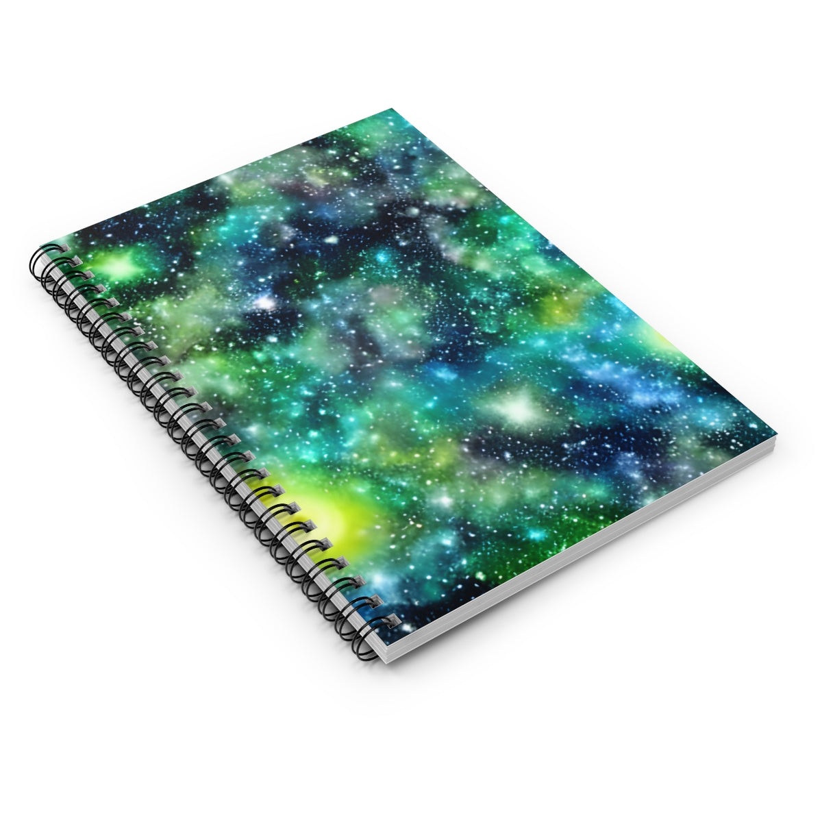 Galactic Dreams: Green and Blue Spiral Notebook