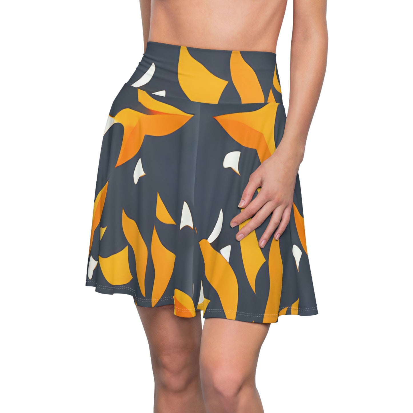 Fall for Fashion: The Must-Have Skater Skirt with Bright Leaf Print