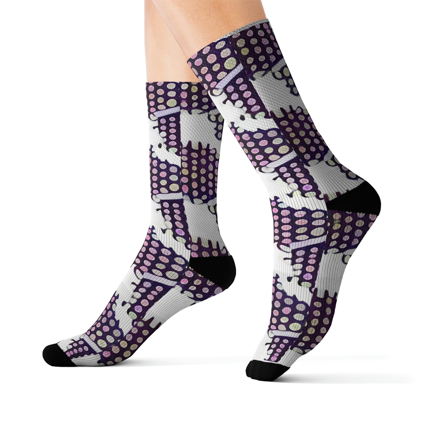 Stylish Purple & White Patterned Socks - Great Footwear Accessory!