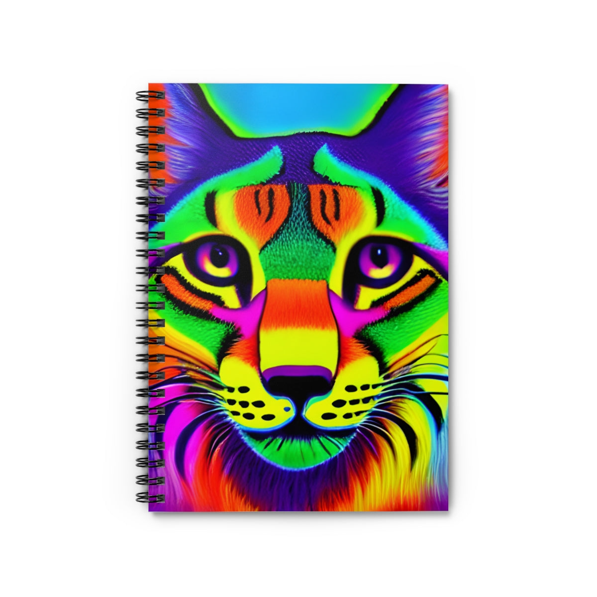 Feline Fun: Colorful Spiral Notebook with Cat Face