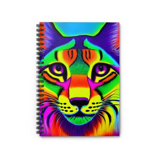 Feline Fun: Colorful Spiral Notebook with Cat Face