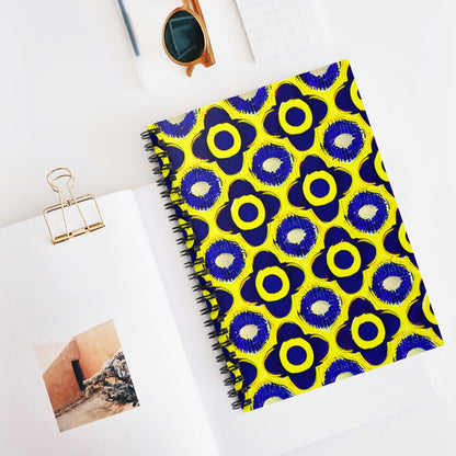 Colorful Spiral Notebook: Blue and Yellow Pattern Design