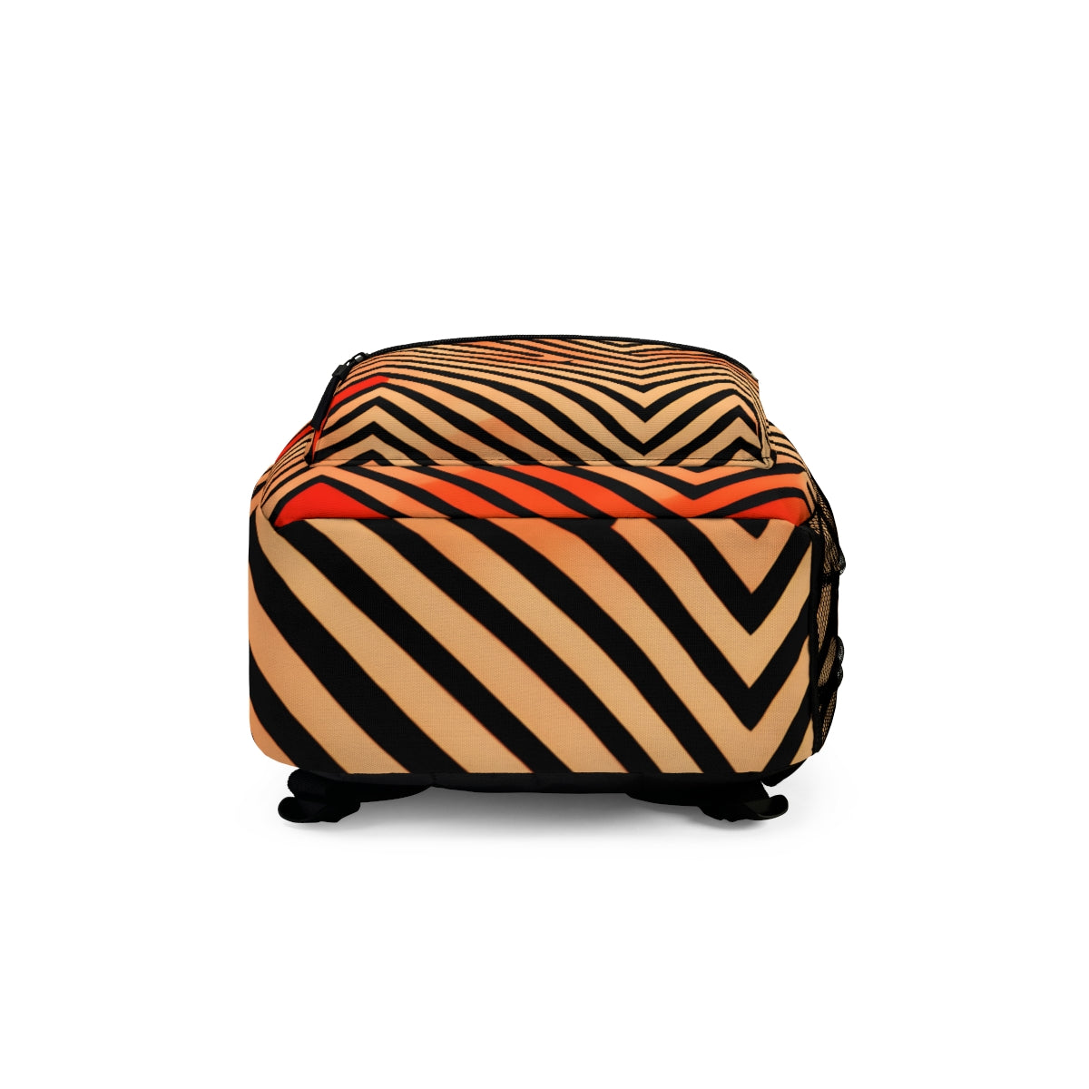 Bold and Vibrant: Discover Our Orange and Black Zigzag Pattern Backpack!