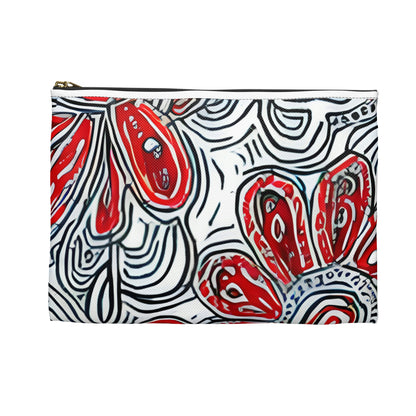 Flowers Zipper Pouch in Patriotic Red, White & Blue Design