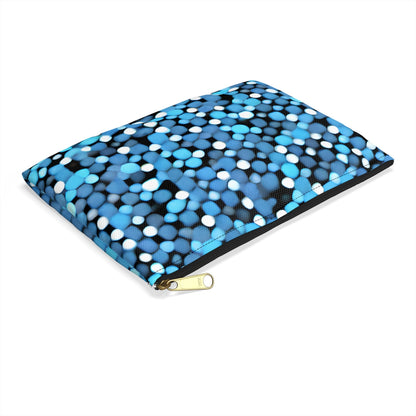Blue & White Polka Dot Pouch with Easy Zipper Access