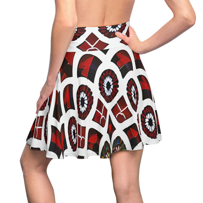 Bold & Graphic Skater Skirt in Red, White & Black