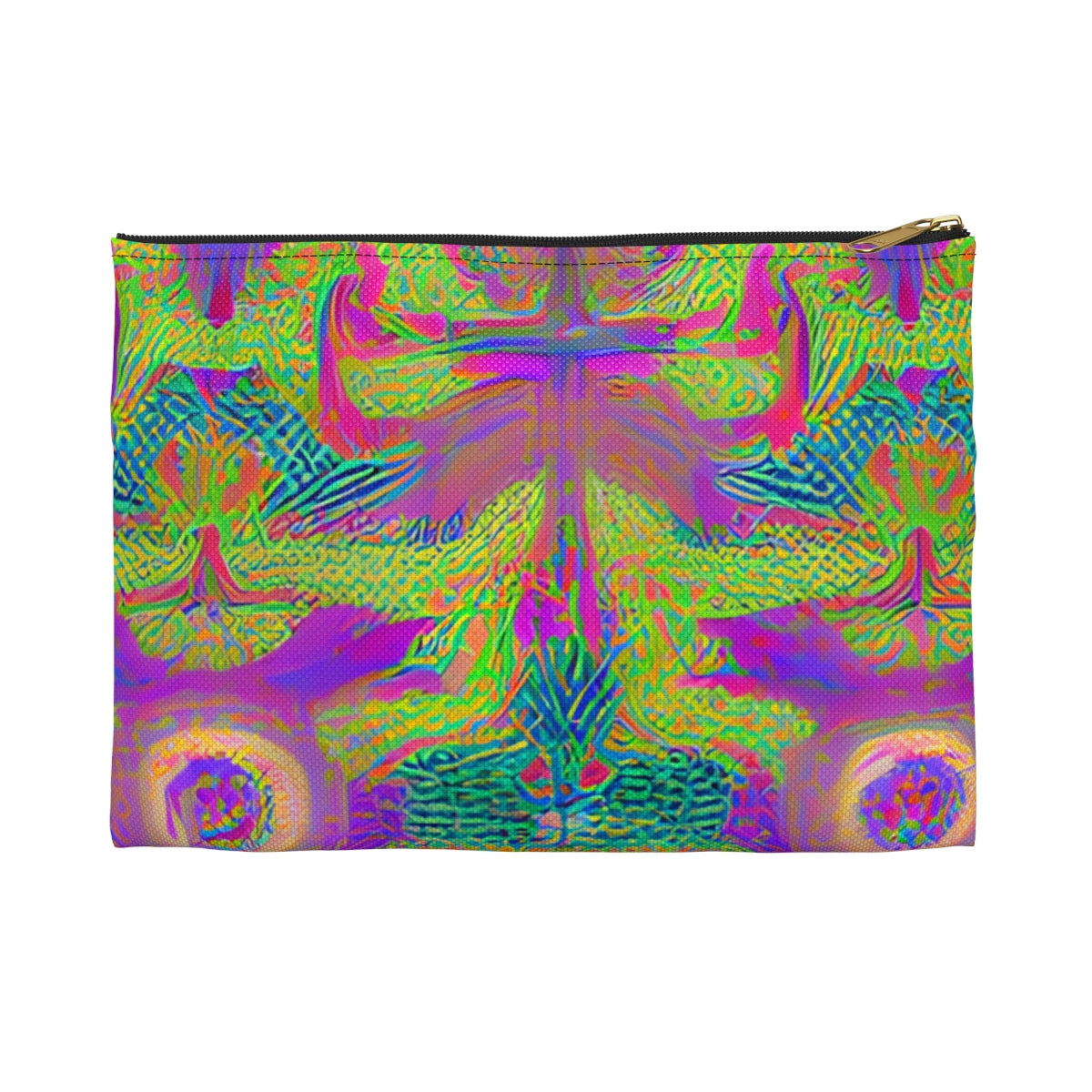 Get Trippy with Our Psychedelic Purple & Green Zipper Pouch!