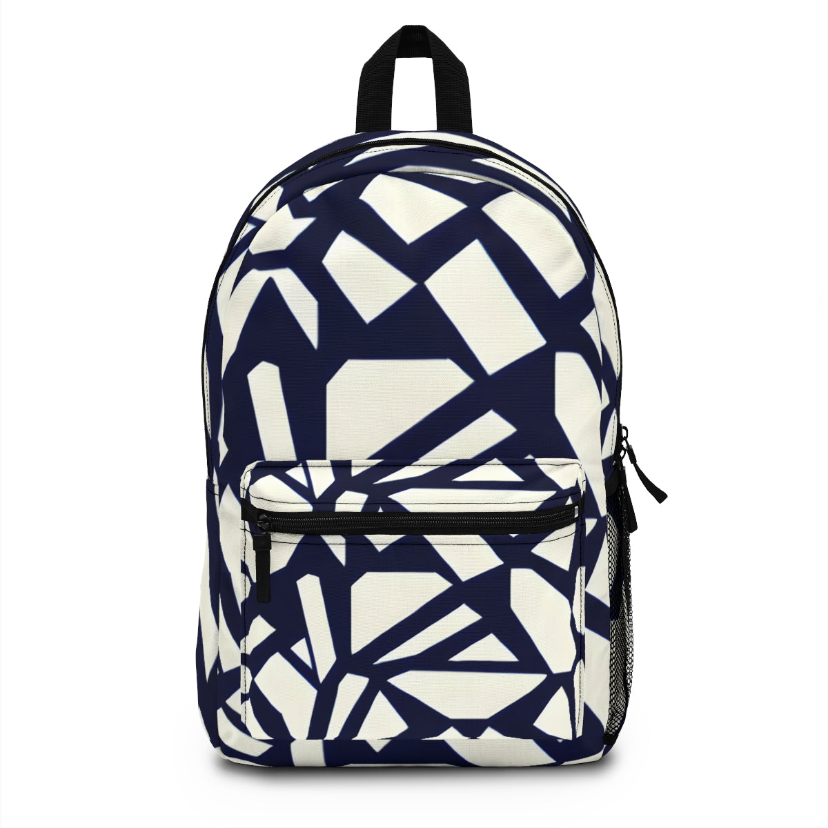 Geometric Pattern Blue & White Backpack: Sleek Style for Any Adventure